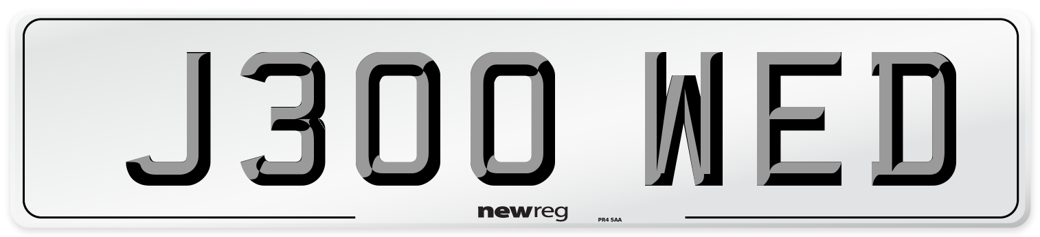 J300 WED Number Plate from New Reg